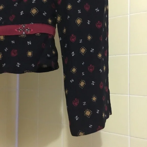 free people black & red faux wrap blouse fitted waist  sz. s - Picture 10 of 14